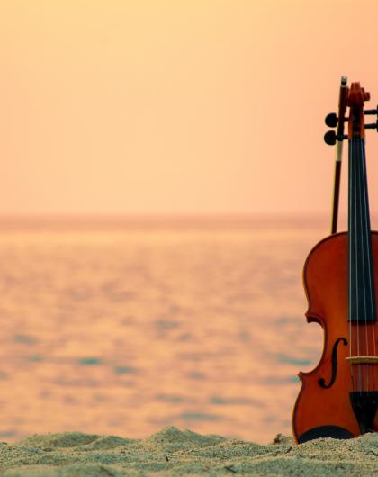 violon sur une plage