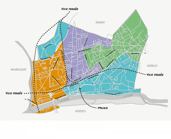 Carte des secteurs de collecte de Conflans-Sainte-Honorine