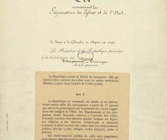 Texte  loi de la séparation des églises et de l'Etat
