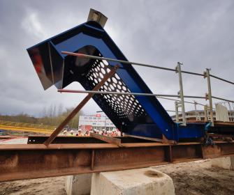 Prototype grandeur nature sur le chantier de la passerelle Poissy Carrières-sous-Poissy le 10 février 2026