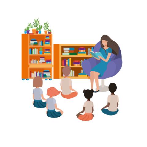 Femme qui lit des histoires