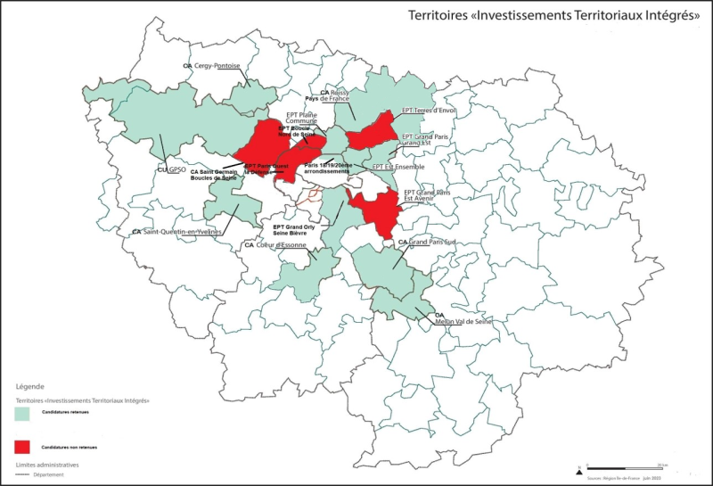 Carte des lauréats du programme ITI sur la période 2021-2027