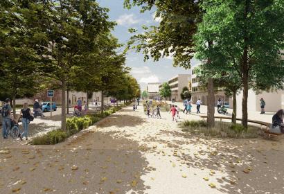 Perspective du futur éco-quartier aux abords de la gare d'Epône-Mézières