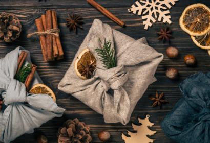 Furoshiki et table de fêtes de Noël